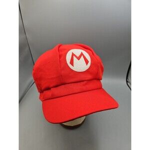 Mario Hat ~ Super Mario Bros Newsboy Cap Cosplay Costume Red ~ Adult ~ Halloween
